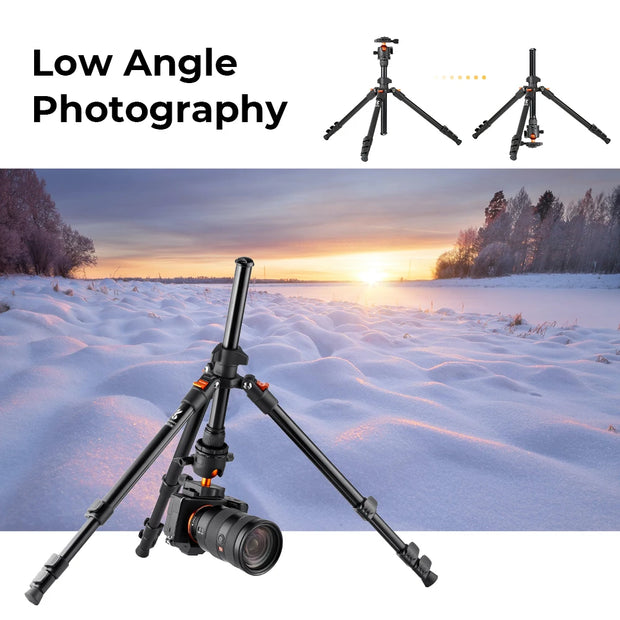 K&F Concept Portable Camera Travel Tripod Flexible Vlog Tripod with 360 Degree Ball Head Quick Release for Canon Nikon Sony DSLR