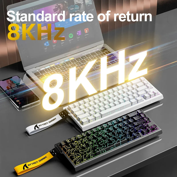 ATTACK SHARK X68HE Gaming Magnetic Keyboard Mechanical Wired 0.01mm Rapid Trigg 8K Hz SOCD/Rs 0.125ms 128K Sampling Rate