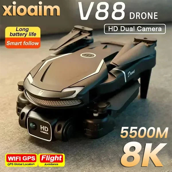 V88 Drone 8K 5G GPS Professional HD Aerial Photography Remote Control Aircraft HD Dual Camera Quadcopter Toy UAV For Xiaomi