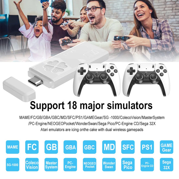 M8 PRO Video Game Console 64GB Built-in 30000+ Games with Two-person Handheld Wireless Controller Children's Game Christmas Gift