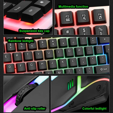 New Illuminated Gaming Keyboard Mouse 2024 USB Mechanical Feel Wired Spherical Keycap Cover With Multiple Color Options