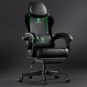 Gaming Chair - Ergonomic High Back Leather Computer Chair with Massage Lumbar Support, Footrest, and Pocket Spring Cushion