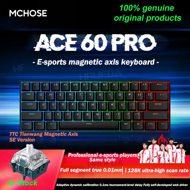 MCHOSE Ace 60 Pro 68 Magnetic Axis Mechanical Keyboard Original 0.01ms Latency RT 0.01mm 128K Gaming Keyboard Customized Esports