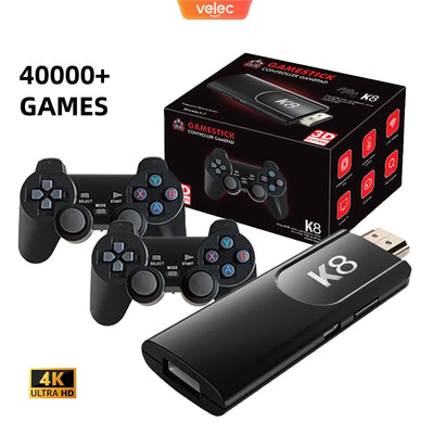 New K8 64GB 40000+ Game Stick 4K Game Player 3D HD Retro Video Game Console Wireless Controller TV 40+ Emulator For Kids Gifts