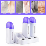 3pcs Cartridge Wax Depilatory Heater Wax Roller Base Roll On Waxing Body Hair Removal Machine Set For Depilation Tool kit