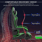 Gaming Chair with Footrest Racing Computer Desk Chairs Ergonomic Massage Lumbar Cushion Support High Back Adjustable Swivel Task