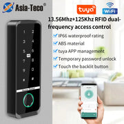 Dual Frequency WiFi Tuya Access Control Keyboard Fingerprint Door Lock ID+IC Card Reader Controler Keypad Waterproof Door System