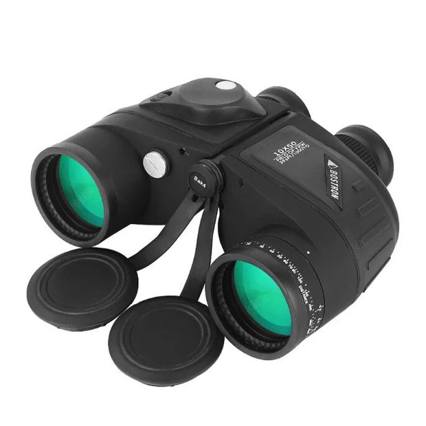 Binoculars 10x50 Marine Military Telescope Adults Waterproof With Rangefinder Compass BAK4 Prism HD Bird Watching For Hunting