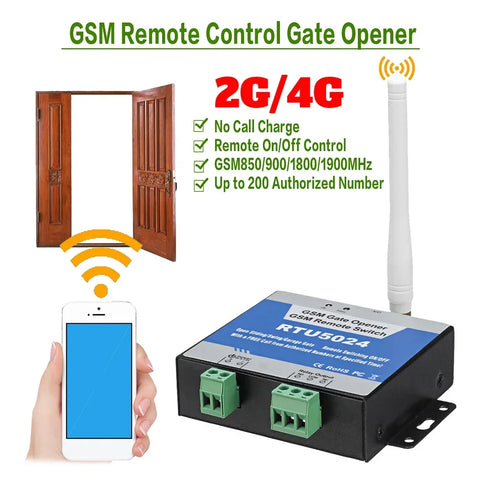 RTU5024 2G/4G GSM gate opener Door Access switch opener Wireless Phone Electric Gate Remote Free Call Relay 850/900/1800/1900MHz