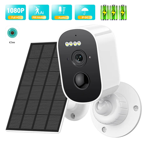 WiFi IP Camera Solar Panel Battery Powered Wireless Outdoor Security 1080P HD CCTV Video Surveillance PIR Human Detection iCSee