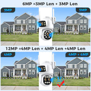 12MP 6K WiFi IP Camera Outdoor 8X Zoom Dual Screens 6MP PTZ Wifi Surveillance Camera Night Vision ICSEE APP CAM Human Detection