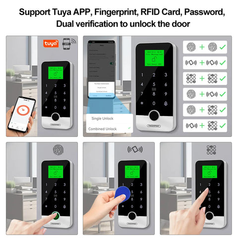 Waterproof Bluetooth Tuya APP Fingerprint Access Controller Standalone RFID Keyboard Touch Keypad 13.56MHz Door Opener System