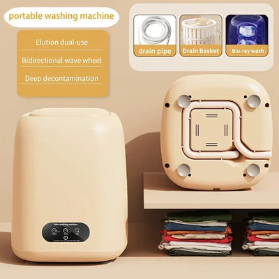 Mini Washing Machine,Portable Electric Laundry Machine with Dual-Use Elution,Silent Operation for Travel & Small Household Items