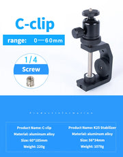 Desk Mount Stand DSLR Camera C Clamp Light Stand Universal Aluminum Desktop C Type Action Camera Phone Clamp