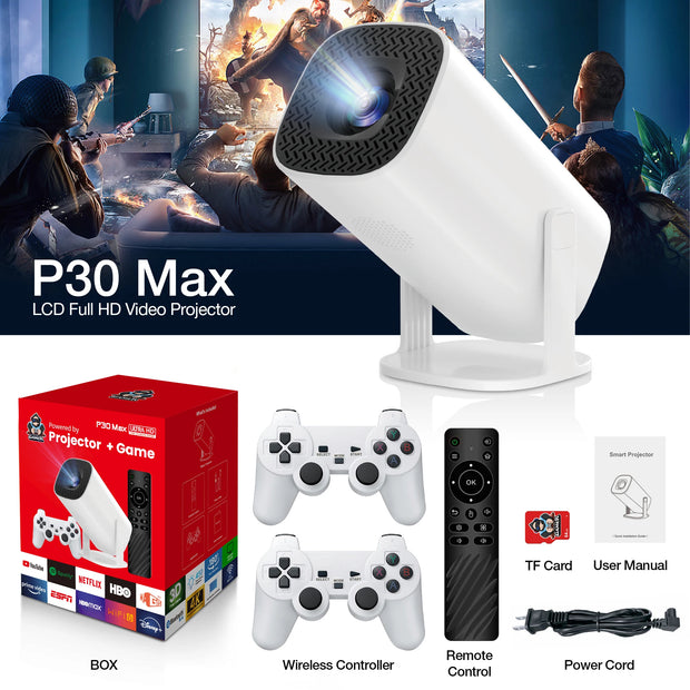 Salange P30 Max Game Projector Mini FreeStyle Home Theater for Xiaomi IOS Android Phone 720P Outdoor 1080P 4K Supported HDMI