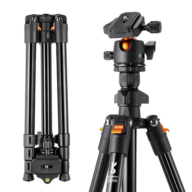 K&F Concept Portable Camera Travel Tripod Flexible Vlog Tripod with 360 Degree Ball Head Quick Release for Canon Nikon Sony DSLR