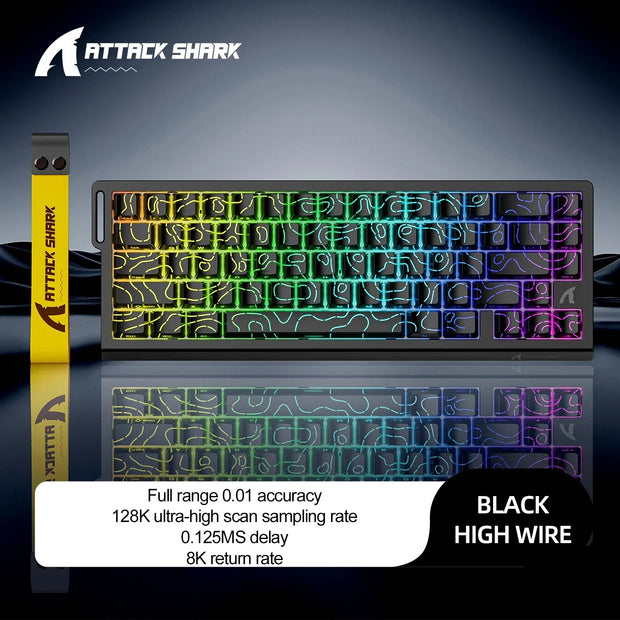 ATTACK SHARK X68HE Gaming Magnetic Keyboard Mechanical Wired 0.01mm Rapid Trigg 8K Hz SOCD/Rs 0.125ms 128K Sampling Rate