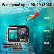 4K Action Camera 60FPS 16MP 2.0 Touch LCD EIS Dual Screen Wi-Fi 170D 30m Waterproof Remote Control 4X Zoom Go Sports Pro Cam