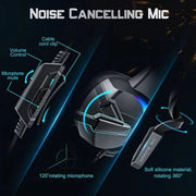 RGB Gaming Headset with Noise Canceling Microphone Surround Sound LED Headphones for PS5 PS4 Xbox One PC Laptop Mac Computer PC