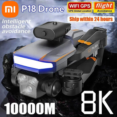 Xiaomi P18 Drone Brushless Motor 8K 5G HD Triple Camera Optical Flow Positioning GPS Obstacle Avoidance RC Quadcopter Toys Gift