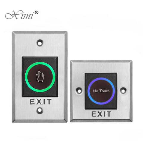 12/24V 5-15cm Distance Adjustable No Touch Exit Button Door Release Switch Infrared Sensor Touchless Metal Button