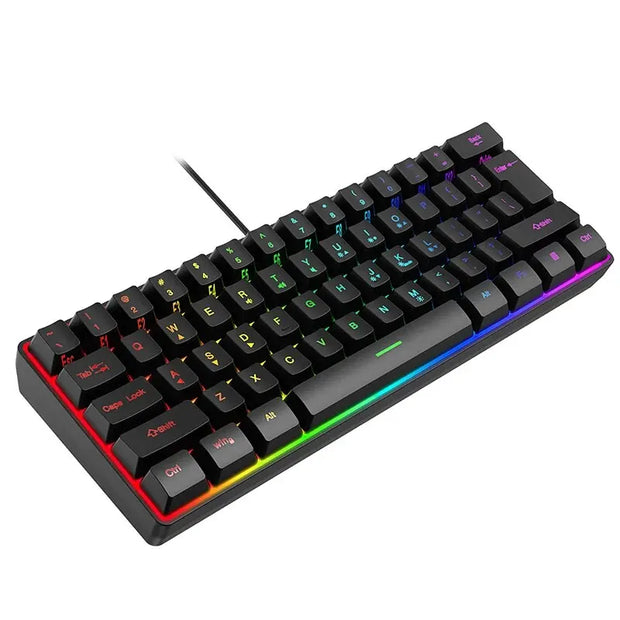 61 Key Match Color RGB Light High Appearance Level Girl Mechanical Feel TPC Line Small Game Wired Keyboard