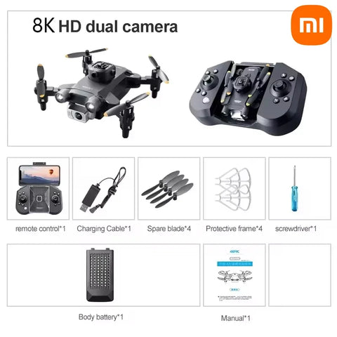 Xiaomi V2 Mini Drone Professional 8k Hd Camera 5g Wifi Fpv Air Pressure Altitude Hold Foldable Quadcopter Rc Drone Toys Uav 2025