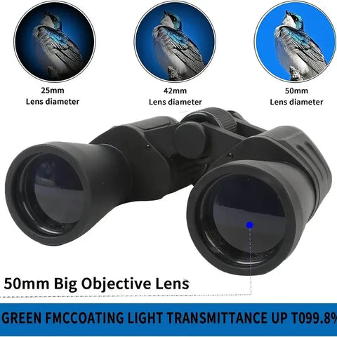 Military 20x50 Powerful Long Range Binoculars Zoom HD BAK4-Prism High Magnification Professional Telescope for Hunting Tourism