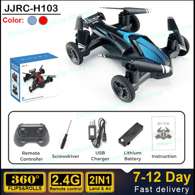 JJRC Land and Air Dual Use Flying Car 360° Tumbling 2.4G Remote Control Quadcopter One-touch Landing RC Drone Children's Toys