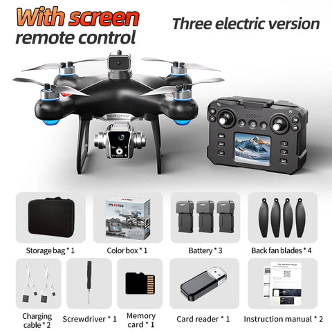 2025 New K102 Screen Controlled Version Drone 4K Camera Brushless Motor Obstacle Avoidance Foldable Quadcopter Dron RC Toys