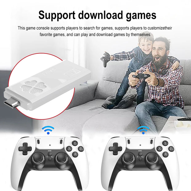 M8 PRO Video Game Console 64GB Built-in 30000+ Games with Two-person Handheld Wireless Controller Children's Game Christmas Gift