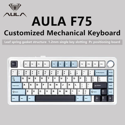 AULA F75 2.4G Wireless/Bluetooth/Wired Gaming Mechanical Keyboard RGB Customized 75% Layout OEM Profile Gasket Structure