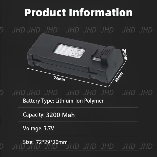 JHD V88 3.7V 3200mAh LiPo Battery Drone Backup V88 Battery For V88/P15 Mini Drone Battery RC Parts