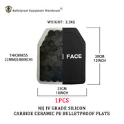 High Quality ISO Certified 10x12 Inch 22mm Ceramic Plus PE Composite Bulletproof Plate Protection Independent Protection Armor