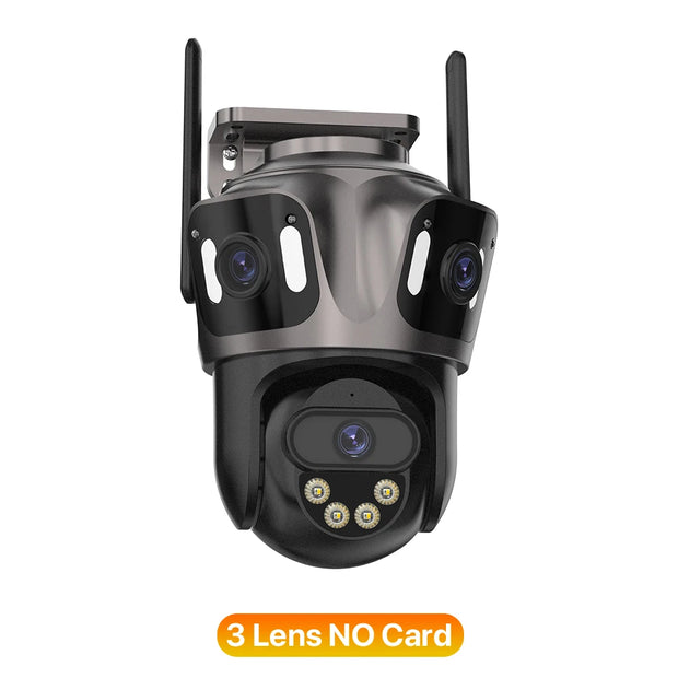 Three Lens Outdoor 4K HD WIFI IP Camera Three Screen PTZ Camera Ai Human Detection IP66 Waterproof CCTV Video Surveillance iCsee