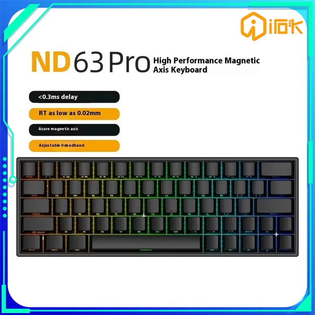 IROK ND63 Pro Magnetic Switch Mechanical Keyboard 8000hz RT0.02mm Wired Gaming Keyboard Custom Fast Trigger PC Gamer Accessories