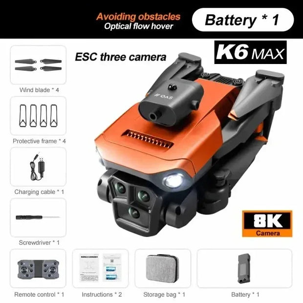 XIAOMI K6 Max Drone 8K WIFI GPS Professinal Three Cameras Wide Angle Optical Flow Four-way Obstacle Avoidance Quadcopter