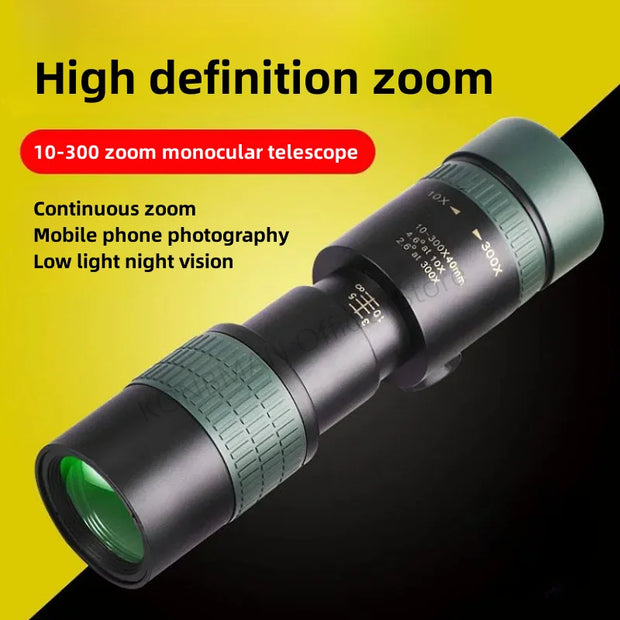 10-300X Zoom High Definition Powerful Binocular Telescope Remote Portable High Quality Professional Hunting Monocular Telescope