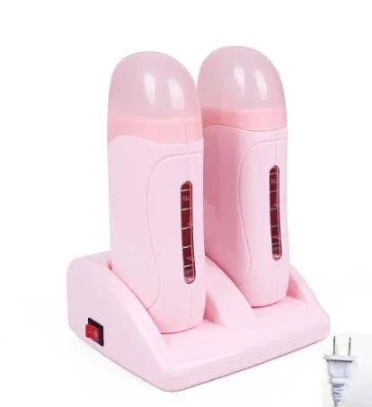 Electric Double Wax Heater Epilator Cartridge Wax Roller Base Roll On Waxing Refillable Hair Removal Machine Depilatory Heater