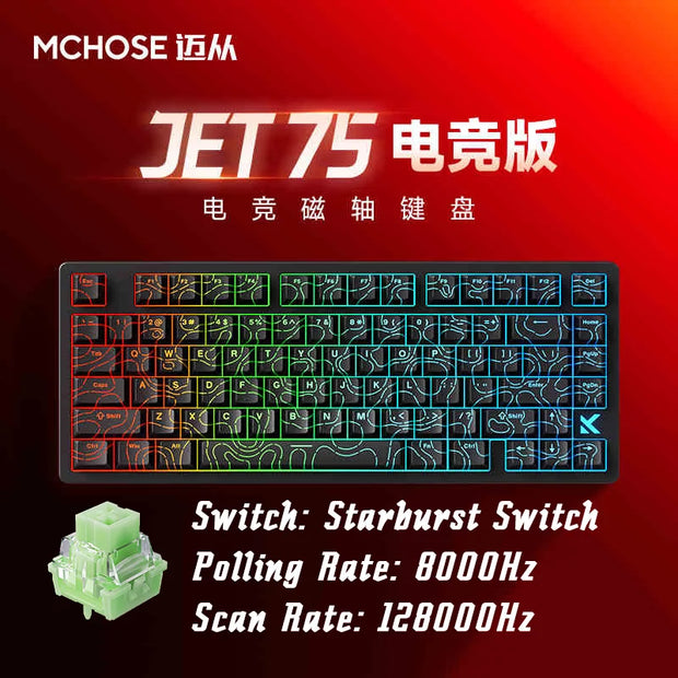 MCHOSE JET75 Customized 8K Magnetic Switch Gaming Keyboard Real 0.01MM Rapid Trigger E-Sport 128000HZ Scan Rate Dynamic RGB PC