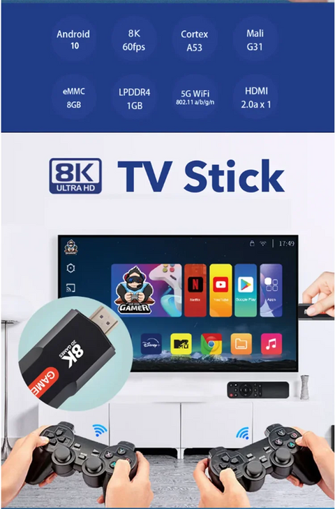 TV Stick Retro Game Console Built in 10000+ Games Dual System for Android Games Consola 4K Game Stick