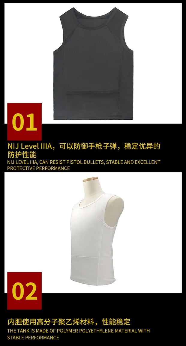 Lightweightultra-comfortablebulletproof Vest Clothes Iiia Level Concealed Hidden Inside Wear Soft Anti-bullet T Shirt Clothing