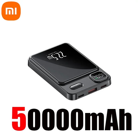 Xiaomi 50000mAh Magnetic Wireless Charger Power Bank Magsafe External Battery Fast Charging PowerBank For Android iPhone 15 16