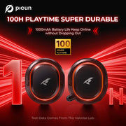 Picun G2 2.4G Wireless Gaming Headset Bluetooth Headphones 5ms Low Latency 7.1 Surround ENC Mic For PC PS4 PS5 Phone Switch