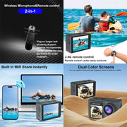 5K Action Camera 4K60FPS Dual IPS Touch LCD DVR EIS 170° 30M Waterproof 5X Zoom Sport Camera With Wireless Mic&Remote Control