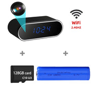 Wireless mini clock camera supports WiFi night vision IP HD 4K camera, used for home and office monitoring, nanny network cam