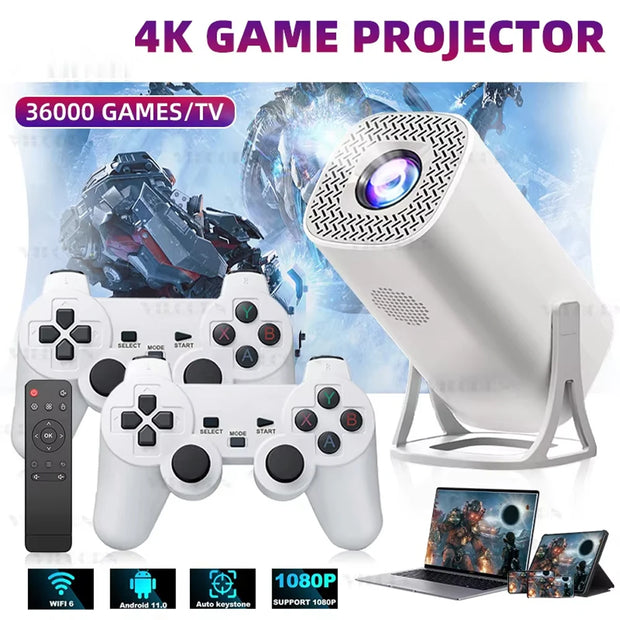 S40 Max Game Consoles Projector WIFI Portable Intelligent Beamer Quad core ARM Cortex-A53 Support GB PS1 PSP NES SFC Games