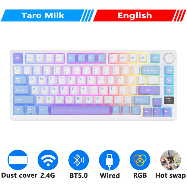 M75 RK ROYAL KLUDGE 2.4G Wireless/Bluetooth/USB-C Mechanical Keyboard 81Keys RGB Hot-Swappable Gasket Gamer Keyboard with Screen