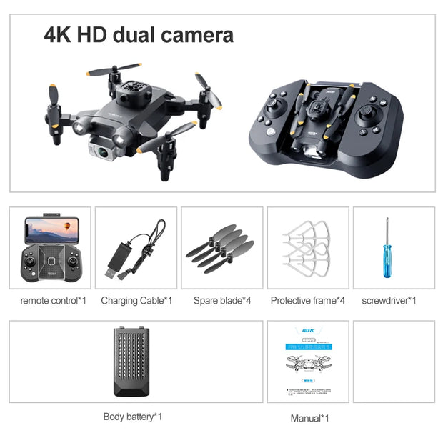 4DRC V30 Mini Drone 4K HD Dual Camera WIFI FPV Drones Profesional Five-sided Obstacle Avoidance Drone RC Helicopter Toy Gift