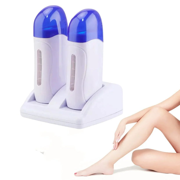 Portable Wax Warmer Double Depilatory Roll On Wax Heater Electric Hair Removal Machine Home Use for Arm Legs Face Back Armpit